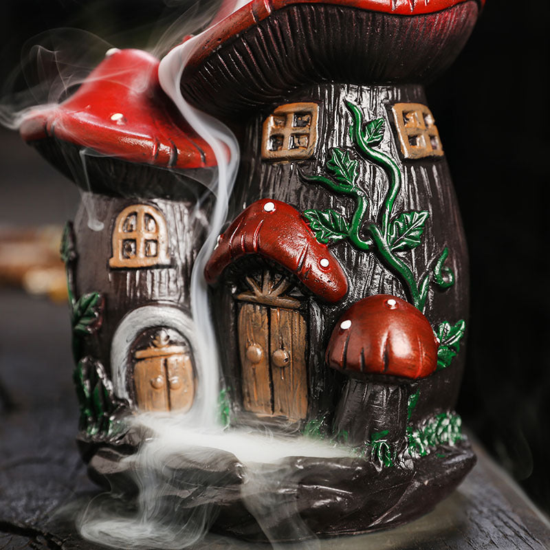 Resin Mushroom Cabin Backflow Incense Burner Home Decor Ornaments GEMROCKY-Psychic-