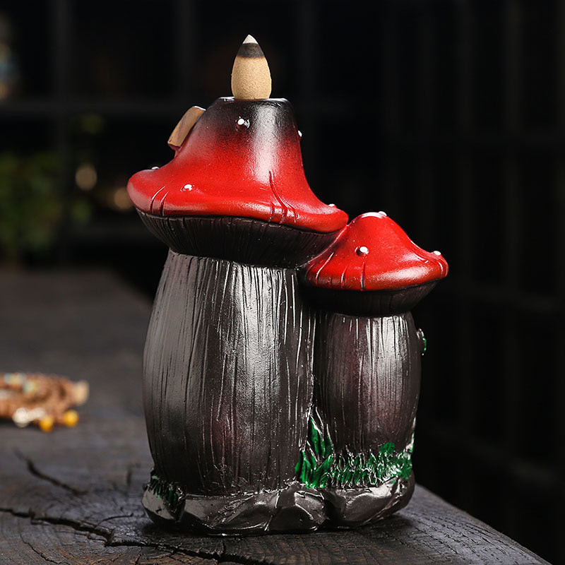 Resin Mushroom Cabin Backflow Incense Burner Home Decor Ornaments GEMROCKY-Psychic-