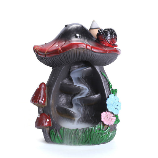 Resin Mushroom Pumpkin Backflow Incense Burner Home Decor Ornaments GEMROCKY-Psychic-Resin Mushroom-