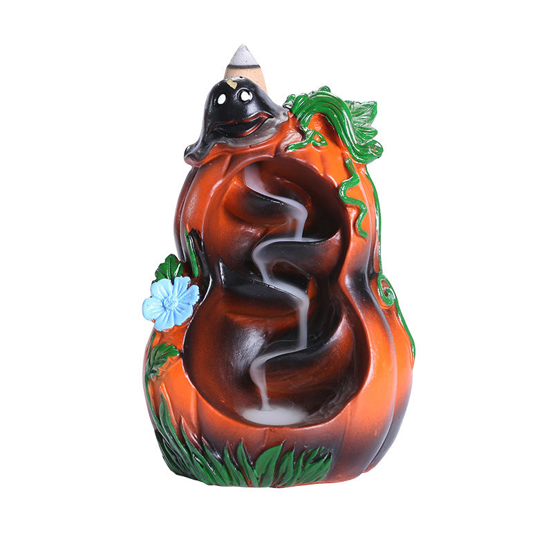 Resin Mushroom Pumpkin Backflow Incense Burner Home Decor Ornaments GEMROCKY-Psychic-Resin Pumpkin-