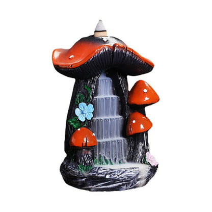 Resin Mushroom Waterfall Backflow Incense Burner Home Decor Ornaments GEMROCKY-Psychic-