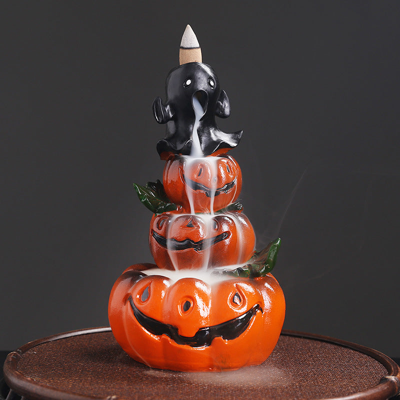 Resin Pumpkin Halloween Backflow Incense Burner Home Decor Ornaments GEMROCKY-Psychic-