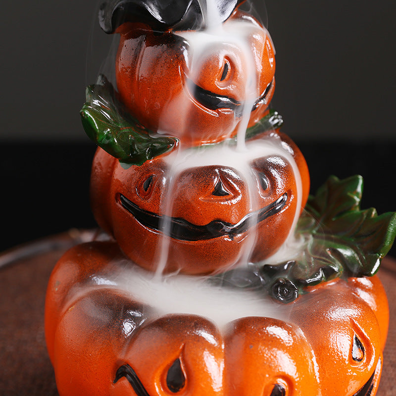 Resin Pumpkin Halloween Backflow Incense Burner Home Decor Ornaments GEMROCKY-Psychic-