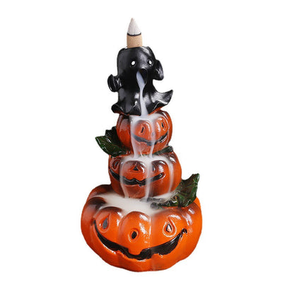 Resin Pumpkin Halloween Backflow Incense Burner Home Decor Ornaments GEMROCKY-Psychic-