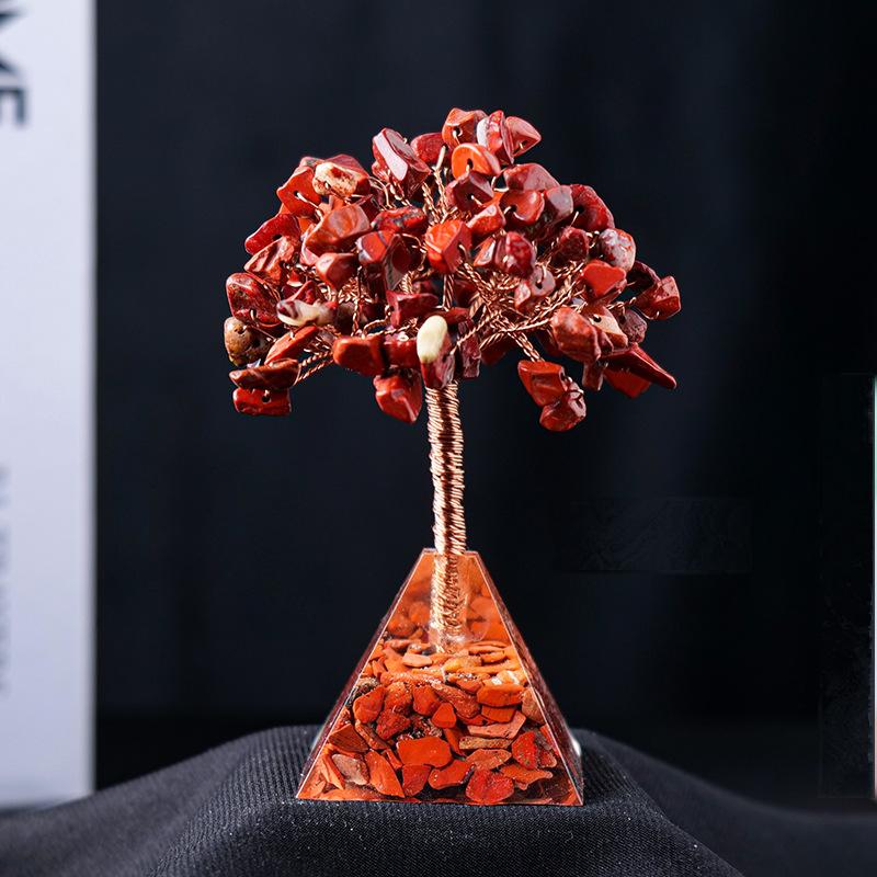 Resin Pyramid Base Chips Gem Trees GEMROCKY-Decoration-Red Jasper-