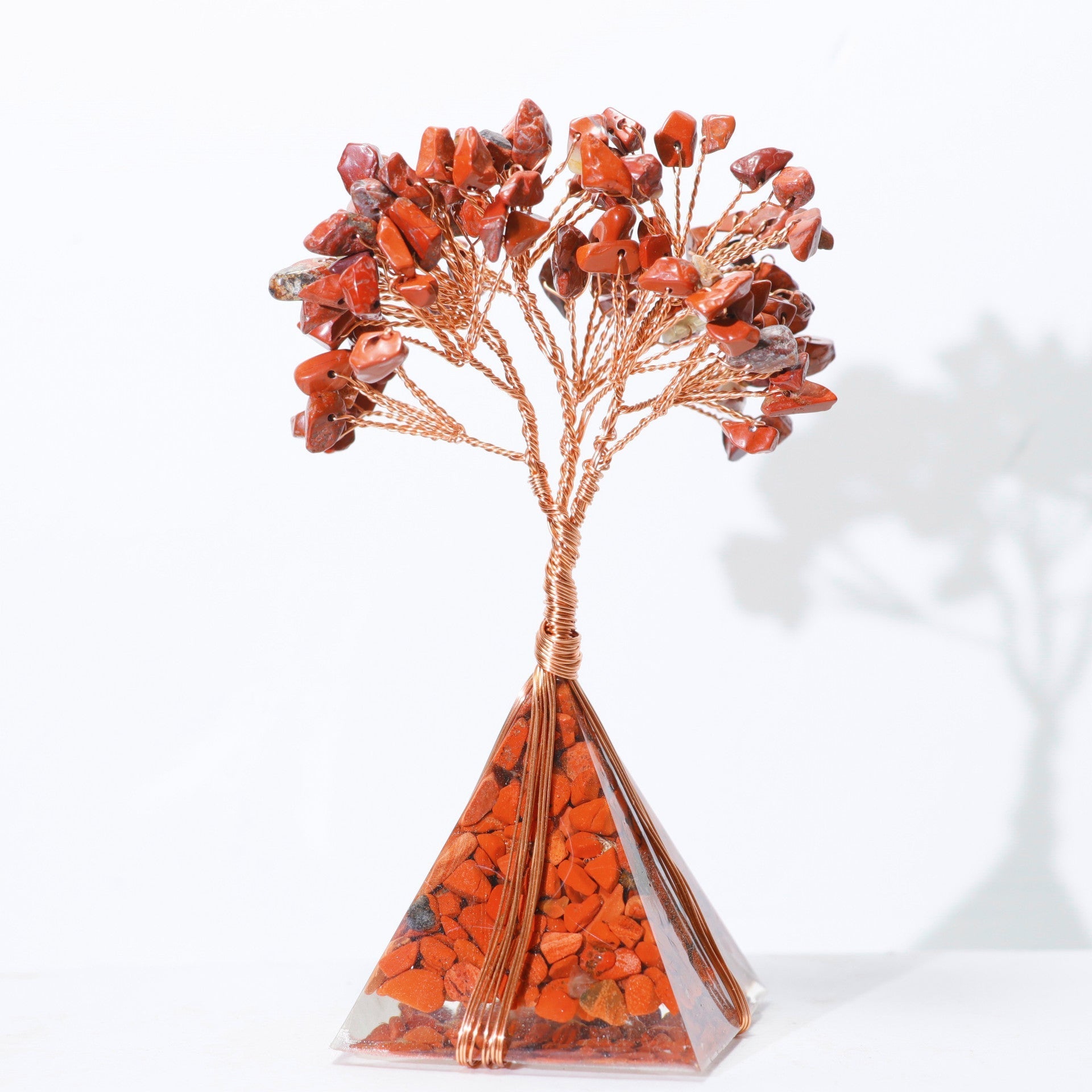 Resin Pyramid Base Copper Line Chips Gem Trees GEMROCKY-Decoration-Red Jasper-