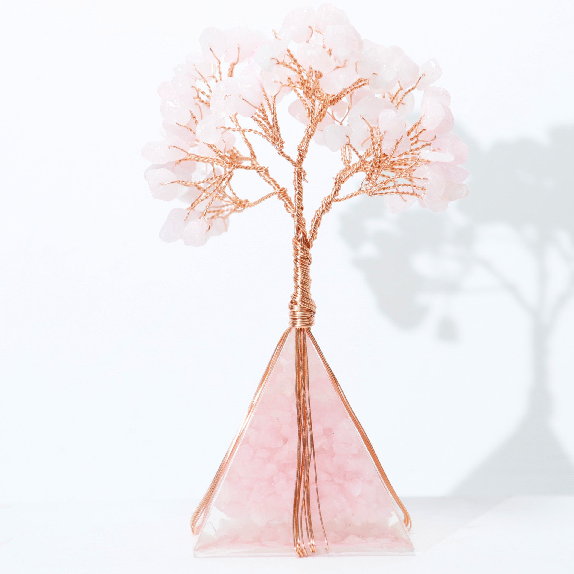 Resin Pyramid Base Copper Line Chips Gem Trees GEMROCKY-Decoration-Rose Quartz-