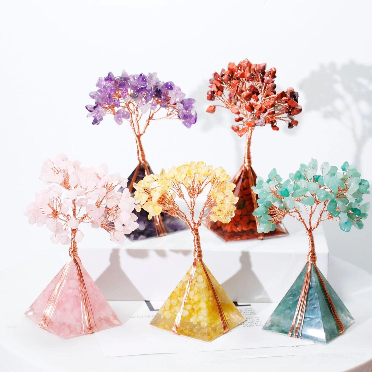 Resin Pyramid Base Copper Line Chips Gem Trees GEMROCKY-Decoration-