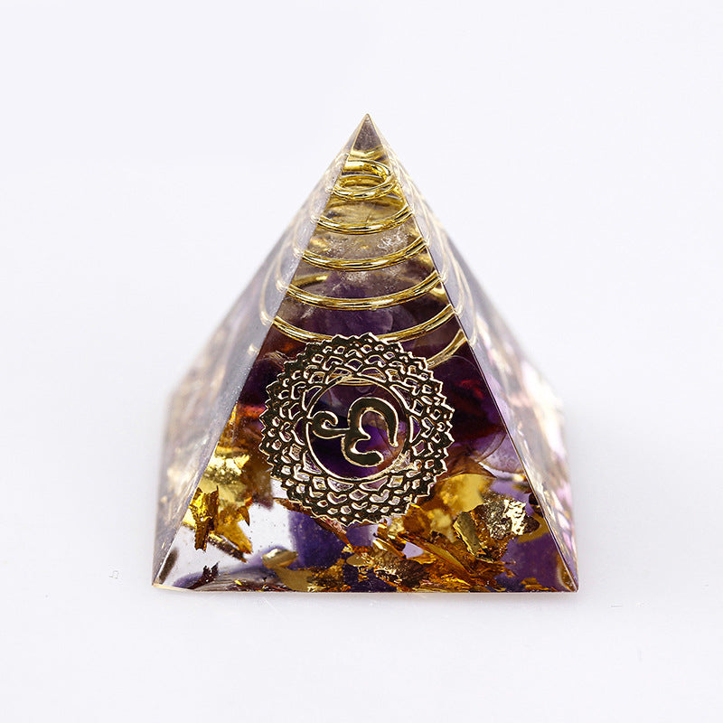 Resin Seven Chakra 3cm Small Pyramids Ornaments GEMROCKY-Decoration-Amethyst-