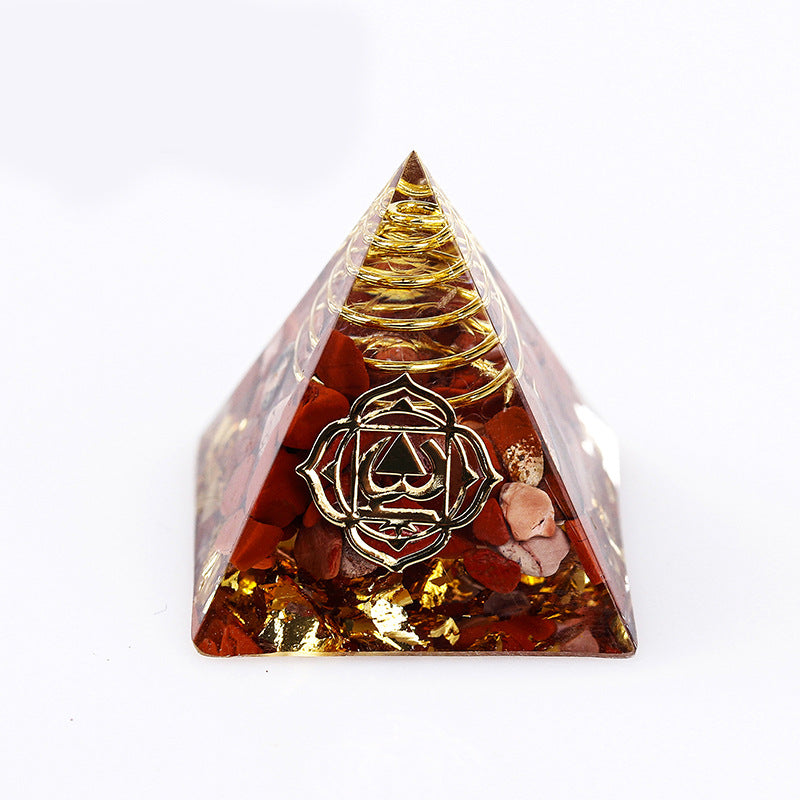 Resin Seven Chakra 3cm Small Pyramids Ornaments GEMROCKY-Decoration-Red Jasper-