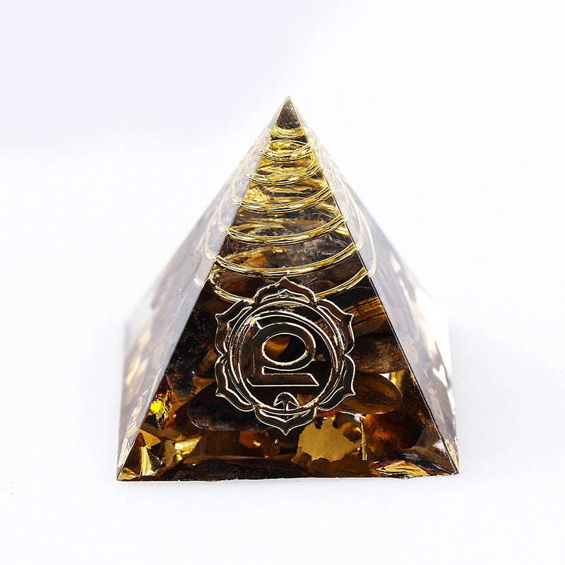 Resin Seven Chakra 3cm Small Pyramids Ornaments GEMROCKY-Decoration-Tiger Eye-