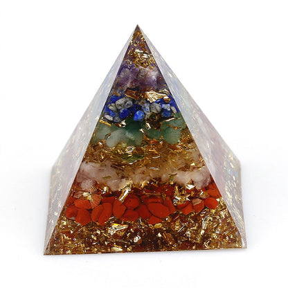 Resin Seven Chakra Multi Sizes Pyramids Ornaments GEMROCKY-Decoration-4-4cm-