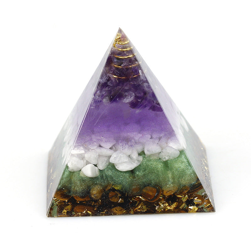 Resin Seven Chakra Multi Sizes Pyramids Ornaments GEMROCKY-Decoration-7-4cm-