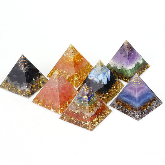 Resin Seven Chakra Multi Sizes Pyramids Ornaments GEMROCKY-Decoration-