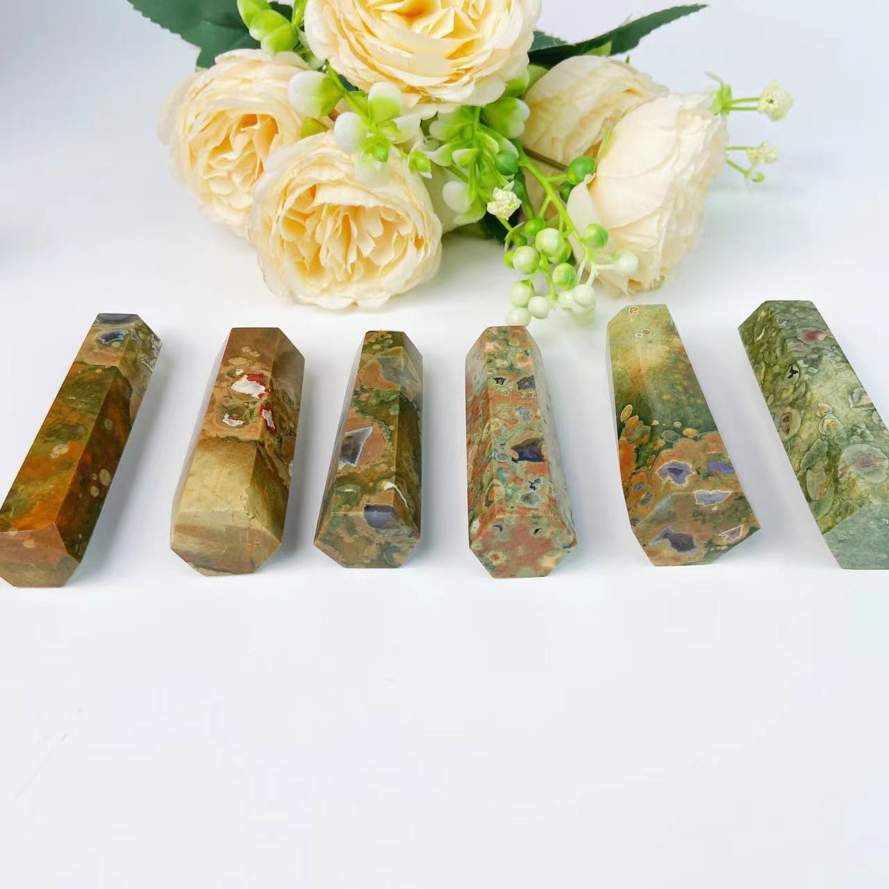 Rhyolite Rainforest Jasper Point Wands GEMROCKY-Point Wands-