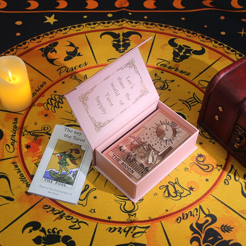 Rose Gold The Fool Metaphysics Tarot Cards Set with Guidebooks GEMROCKY-Psychic-