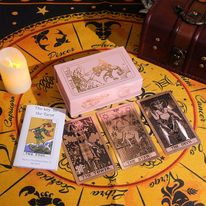 Rose Gold The Fool Metaphysics Tarot Cards Set with Guidebooks GEMROCKY-Psychic-