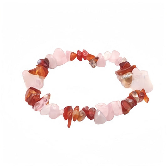 Rose Quartz + Carnelian Chip Bracelets GEMROCKY-Bracelets-GEMROCKY