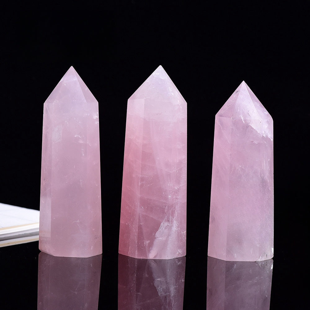 Rose Quartz Crystal Point Wands GEMROCKY-Point Wands-