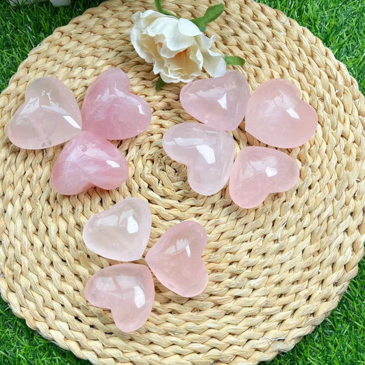 Rose Quartz Hearts GEMROCKY-Carvings-