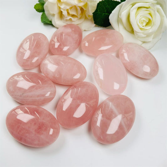 Rose Quartz Palm Stones GEMROCKY-Carvings-