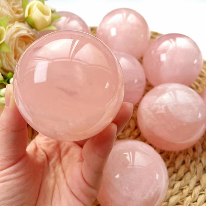 Rose Quartz Spheres GEMROCKY-Spheres-