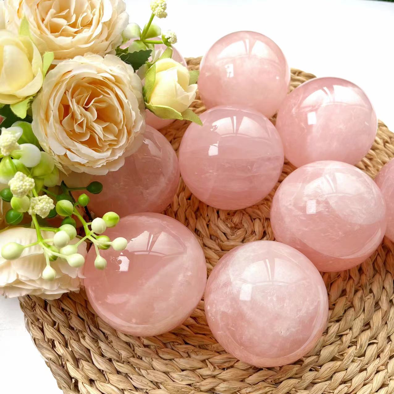 Rose Quartz Spheres GEMROCKY-Spheres-