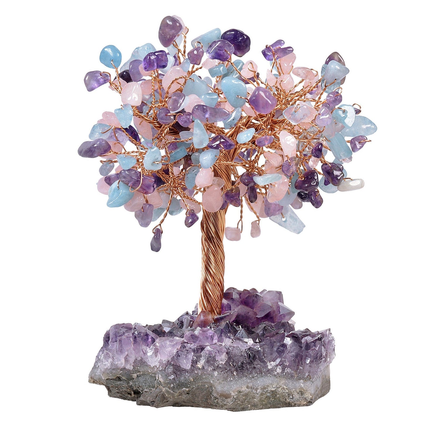 Rough Amethyst Cluster Chips Gem Trees GEMROCKY-Decoration-Amethyst+Aquamarine+Rose Quartz-