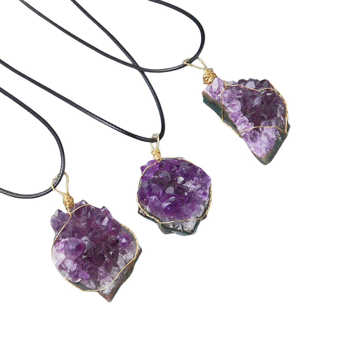 Rough Amethyst Cluster Piece Pendant Necklaces GEMROCKY-Jewelry-