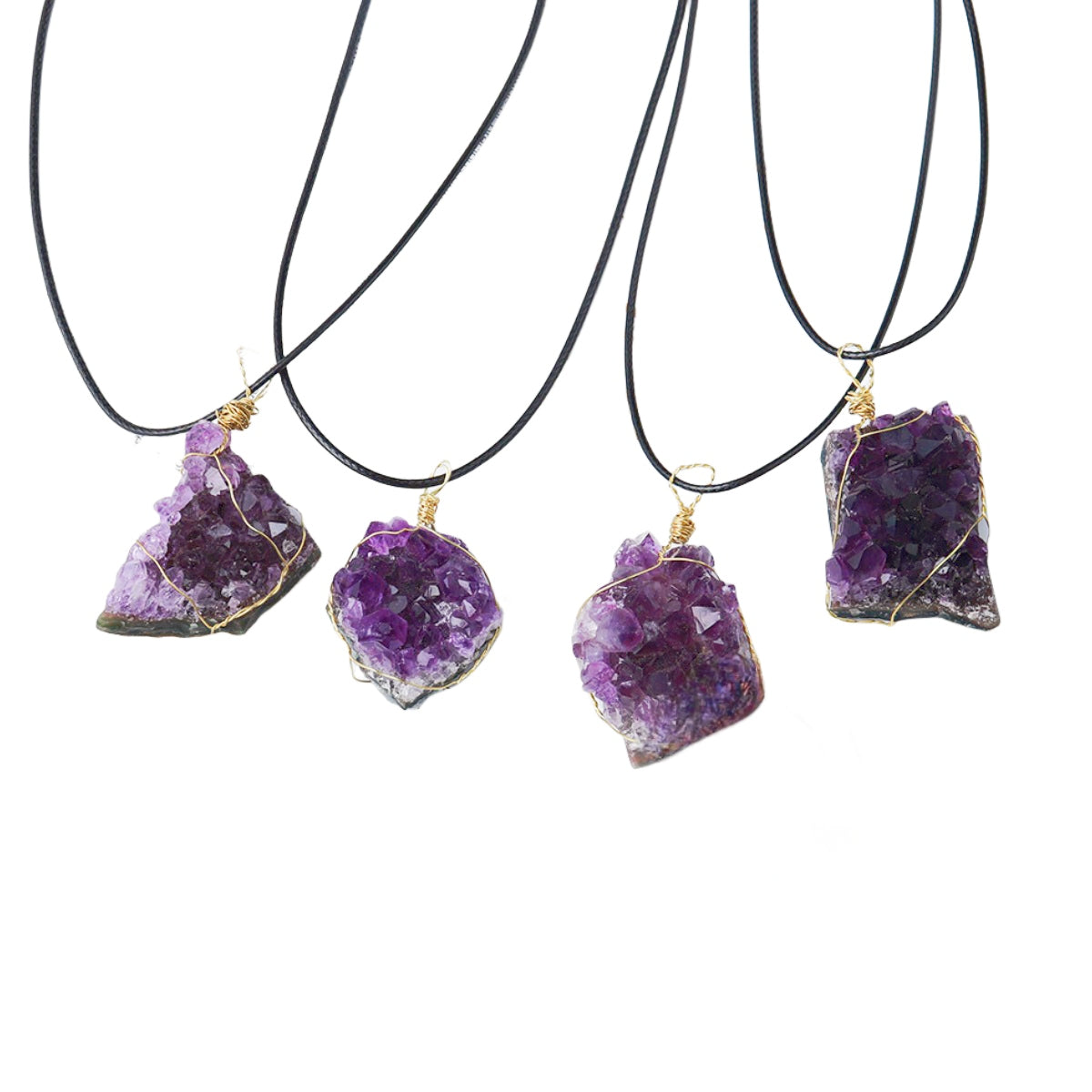 Rough Amethyst Cluster Piece Pendant Necklaces GEMROCKY-Jewelry-