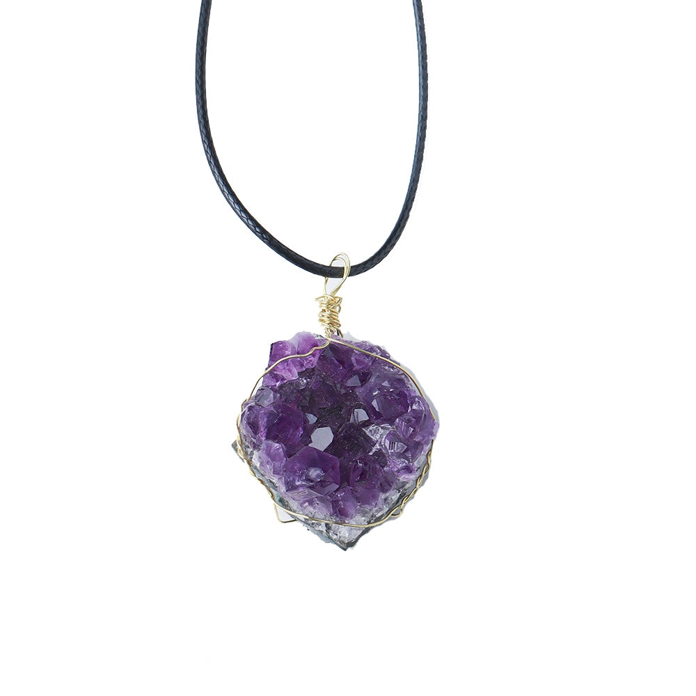 Rough Amethyst Cluster Piece Pendant Necklaces GEMROCKY-Jewelry-