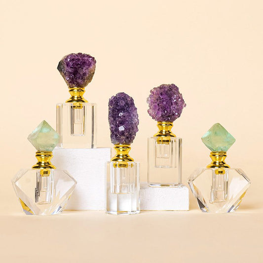 Rough Amethyst Crystal Cluster Essential Oil Perfume Bottle Ornaments GEMROCKY (3)