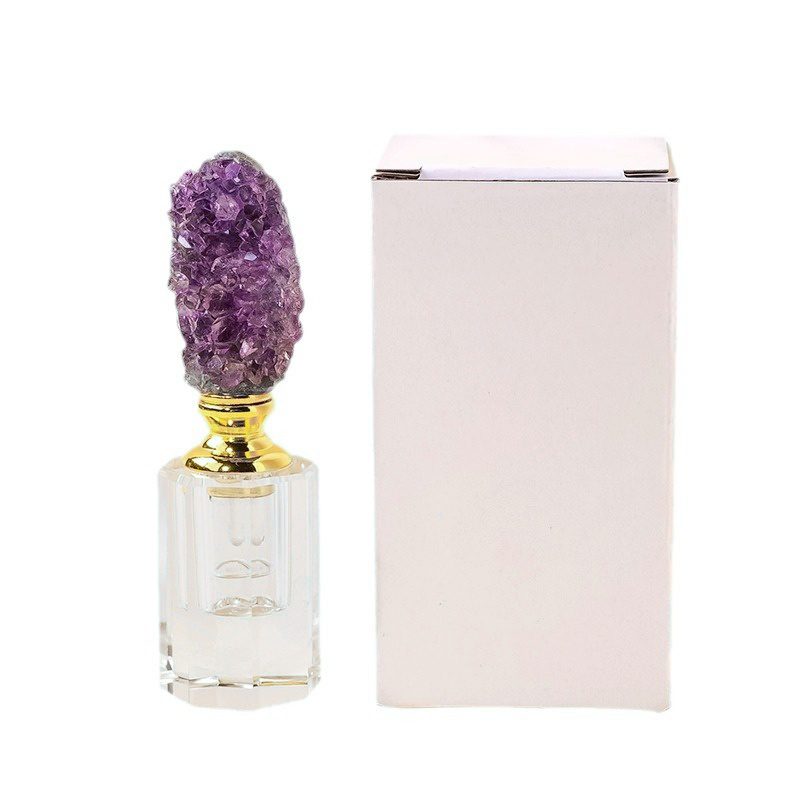 Rough Amethyst Crystal Cluster Essential Oil Perfume Bottle Ornaments GEMROCKY (4)