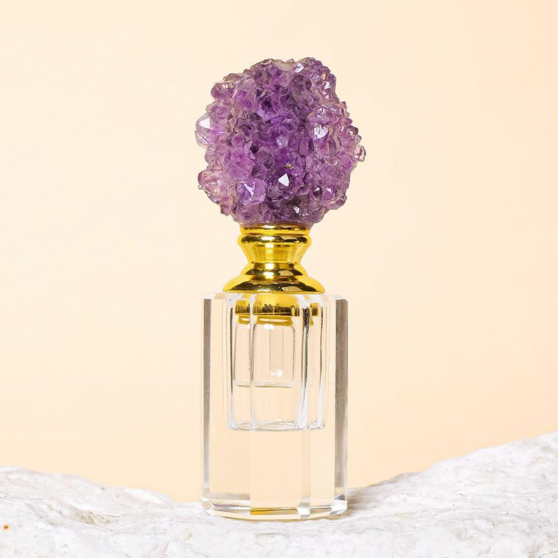 Rough Amethyst Crystal Cluster Essential Oil Perfume Bottle Ornaments GEMROCKY (5)