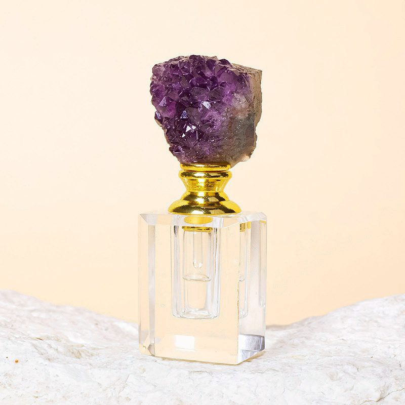 Rough Amethyst Crystal Cluster Essential Oil Perfume Bottle Ornaments GEMROCKY (6)