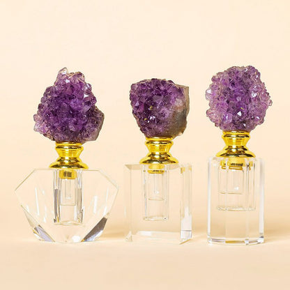 Rough Amethyst Crystal Cluster Essential Oil Perfume Bottle Ornaments GEMROCKY (9)