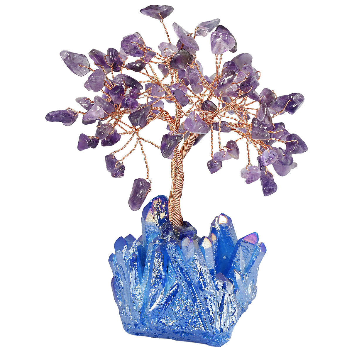 Rough Aura Cluster Chips Gem Trees GEMROCKY-Decoration-Amethyst+Blue Cluster-