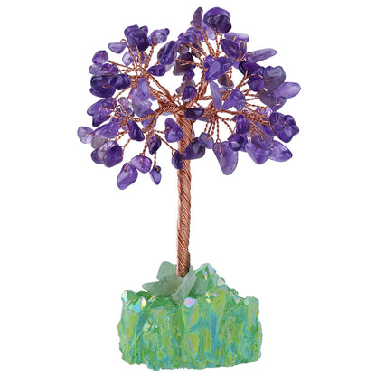 Rough Aura Cluster Chips Gem Trees GEMROCKY-Decoration-Amethyst+Green Cluster-