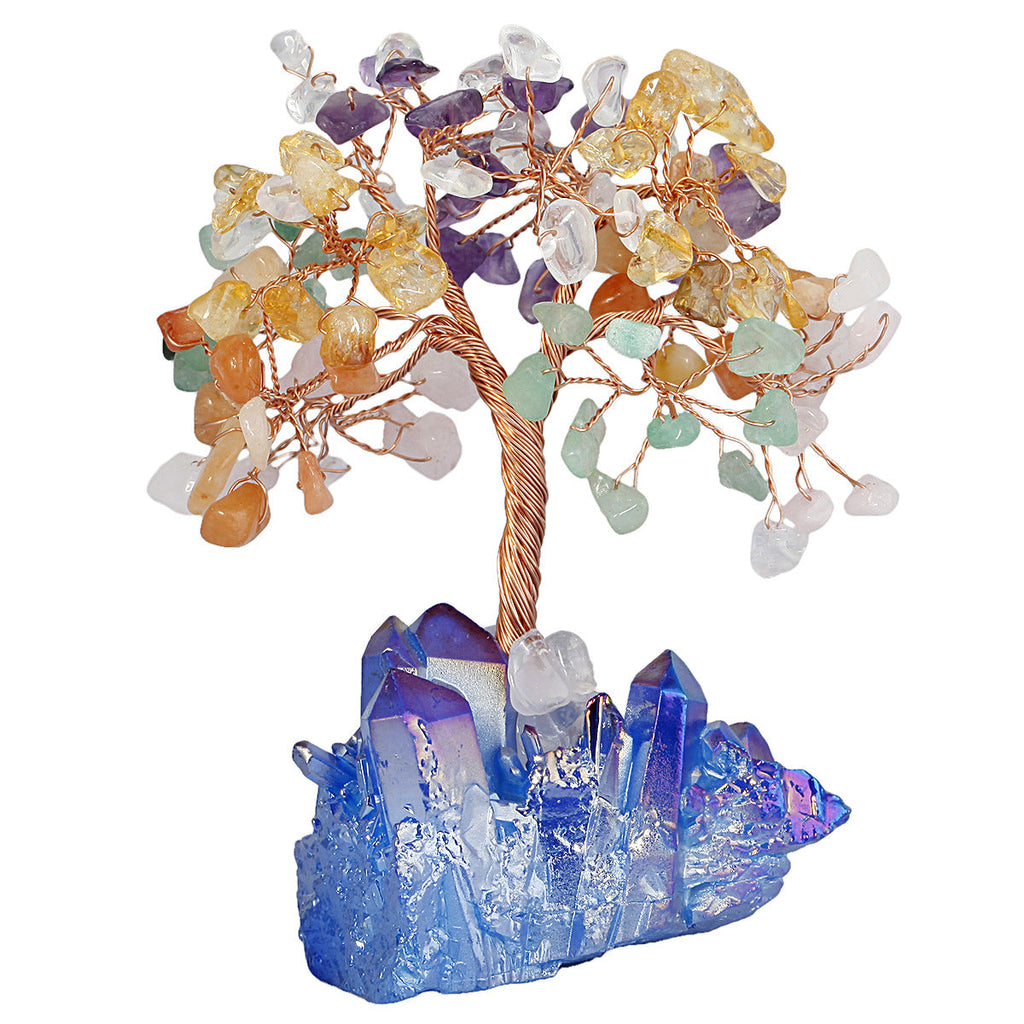 Rough Aura Cluster Chips Gem Trees GEMROCKY-Decoration-Colorful+Blue Cluster-