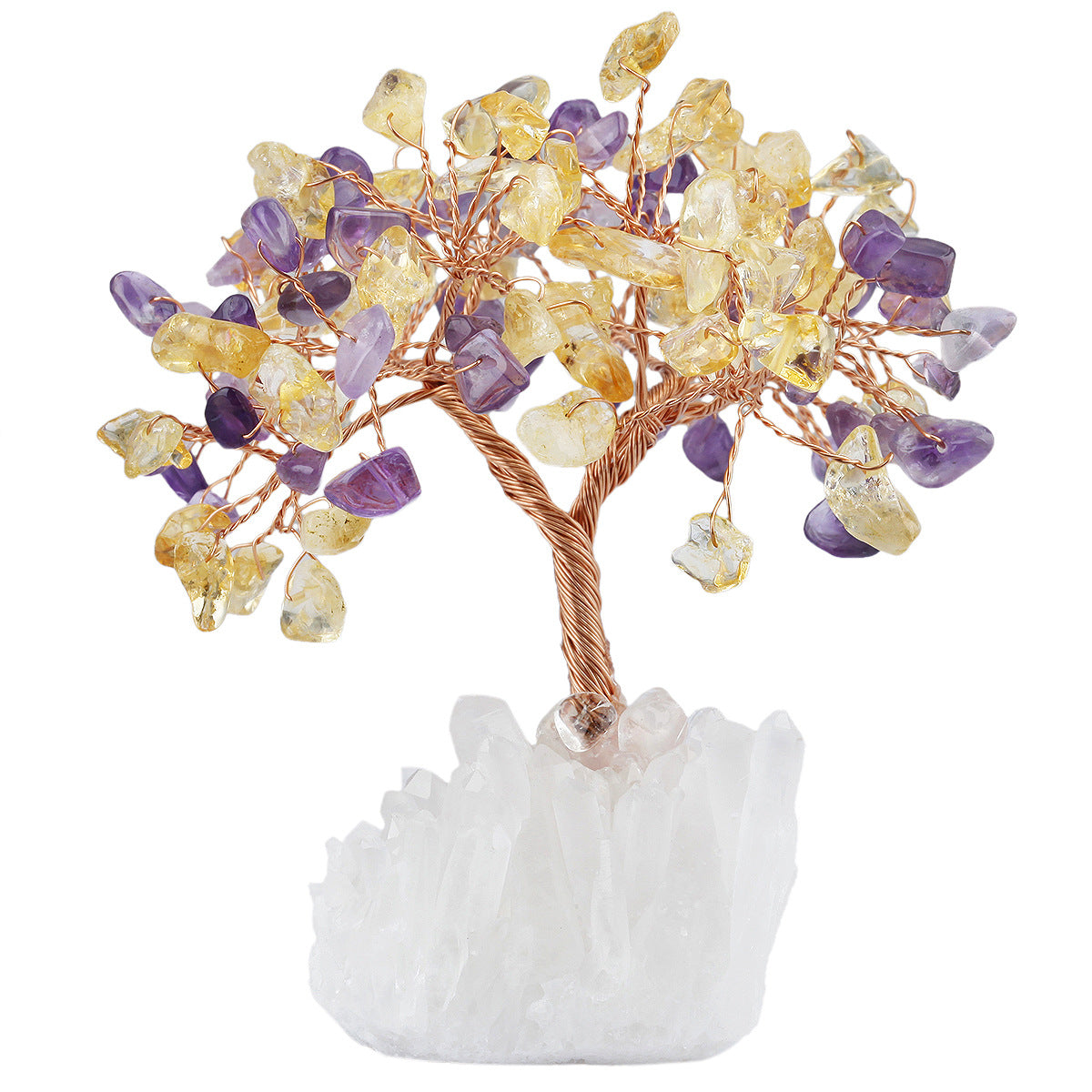 Rough Clear Cluster Chips Gem Trees GEMROCKY-Decoration-Amethyst+Citrine-