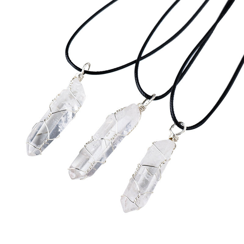 Rough Clear Quartz Wand Pendant Necklaces GEMROCKY-Jewelry-