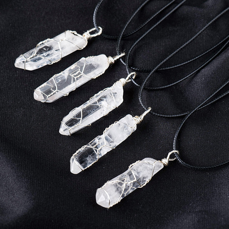 Rough Clear Quartz Wand Pendant Necklaces GEMROCKY-Jewelry-