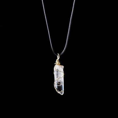 Rough Clear Quartz Wand Pendant Necklaces GEMROCKY-Jewelry-Golden-