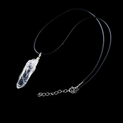 Rough Clear Quartz Wand Pendant Necklaces GEMROCKY-Jewelry-Silver-