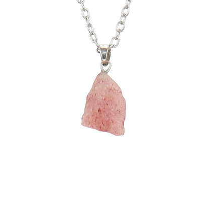 Rough Crystal Piece Pendant Necklaces GEMROCKY-Jewelry-Strawberry Quartz-