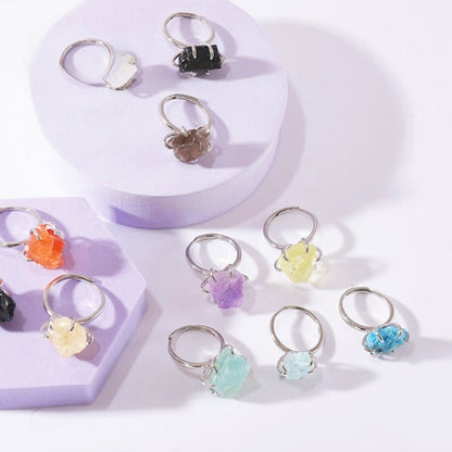 Rough Crystal Semi Precious Stone Rings GEMROCKY-Jewelry-