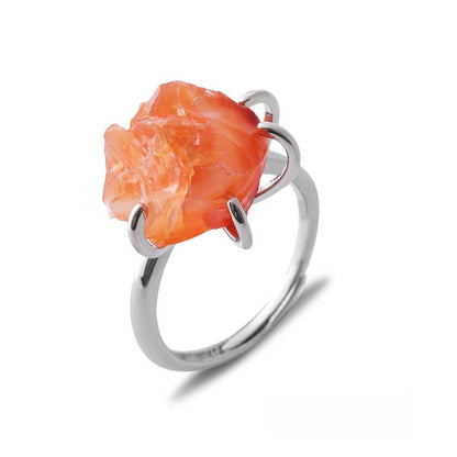 Rough Crystal Semi Precious Stone Rings GEMROCKY-Jewelry-Carnelian-