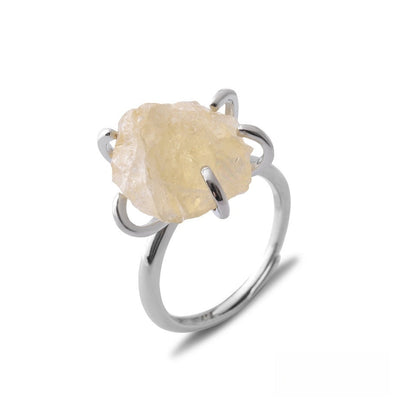 Rough Crystal Semi Precious Stone Rings GEMROCKY-Jewelry-Citrine-