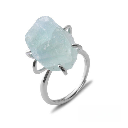 Rough Crystal Semi Precious Stone Rings GEMROCKY-Jewelry-Fluorite-