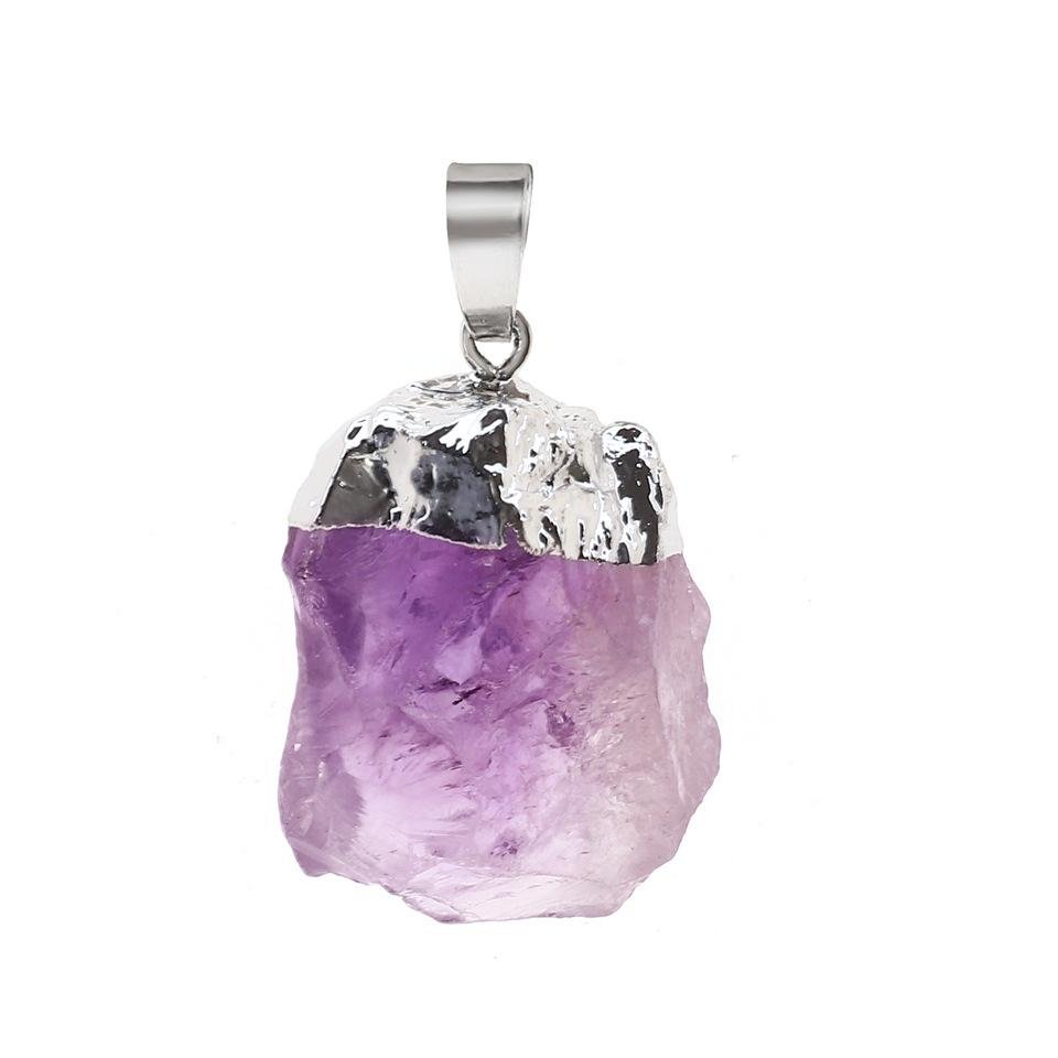 Rough Crystal Stone Pendants for Necklace GEMROCKY-Jewelry-Amethyst Silver Color-